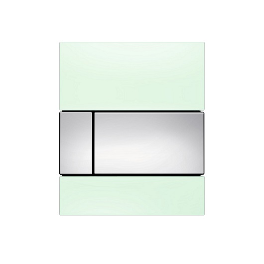 стеклянная панель смыва tece tecesquare 9242805, зеленое стекло/клавиша хром глянцевый