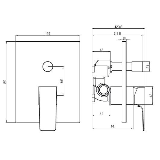 смеситель villeroy & boch architectura square tvs12500300061 для ванны, хром