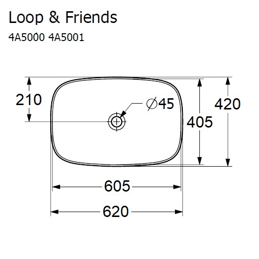 раковина накладная villeroy & boch loop & friends 4a5000r1 ceramicplus 620х420 мм, белый