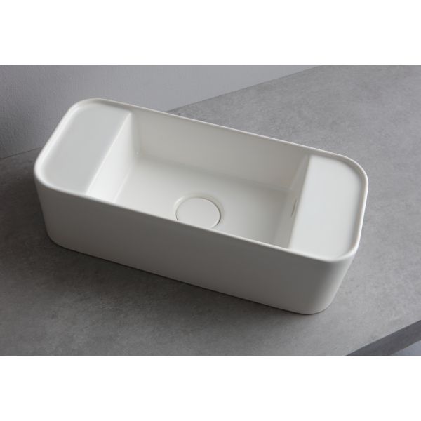 раковина прямоугольная white ceramic geo mini w710701 накладная 50,5x22,5x15 см, белый глянцевый