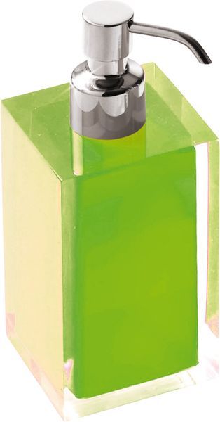 настольный дозатор с загнутой металлической помпой gedy rainbow ra81(04), хром - зеленый