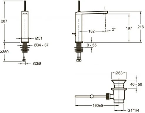 смеситель для раковины jacob delafon composed e73053-cp с донным клапаном