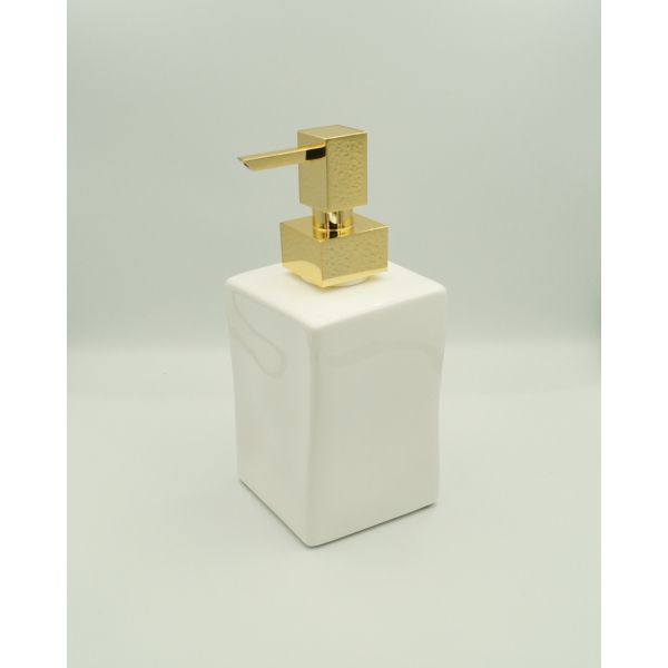 дозатор керамический stil haus prisma 795(16-bi) настольный, золото-белая керамика