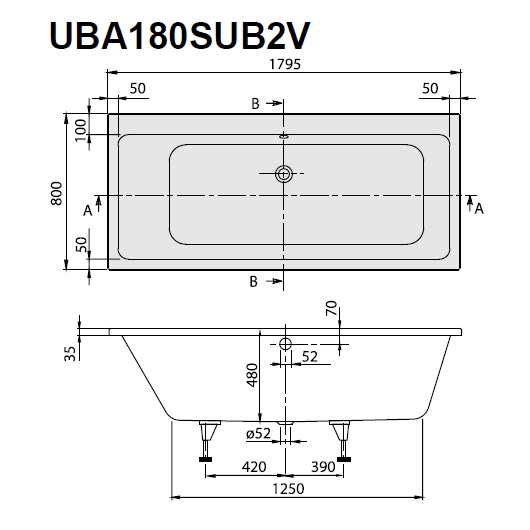 акриловая ванна villeroy & boch subway uba180sub2v-01 прямоугольная 180 х 80 см, белый-white alpin