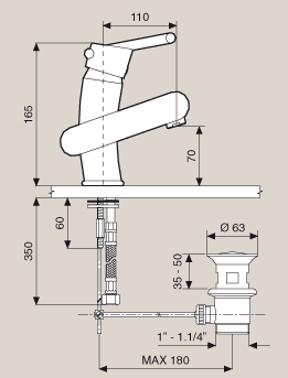 смеситель для раковины emmevi twist 6603sc с донным клапаном с донным клапаном, матовый хром-хром