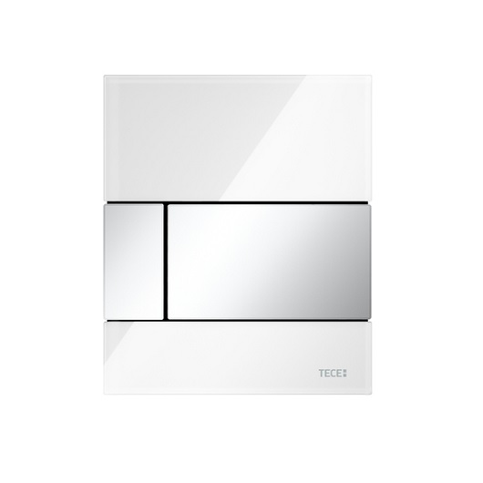 стеклянная панель смыва tece tecesquare 9242802, белое стекло/клавиши хром глянцевый
