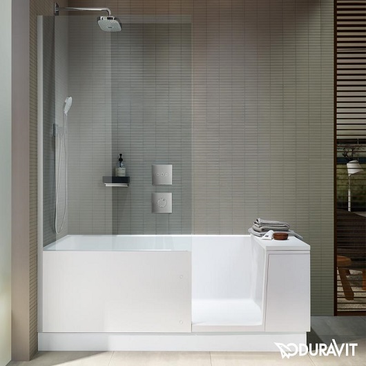 ванна duravit shower+bath 700403000000000 170х75 со шторкой и дверцей, белый