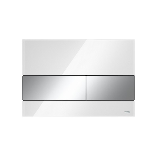стеклянная панель смыва tece tecesquare 9240802, белое стекло/клавиши хром глянцевый