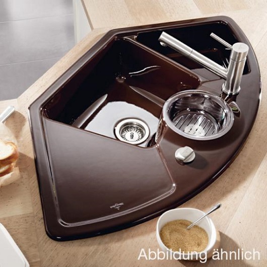 кухонная мойка villeroy & boch solo eck 670802tr timber ceramicplus 1075×600 мм, коричневый