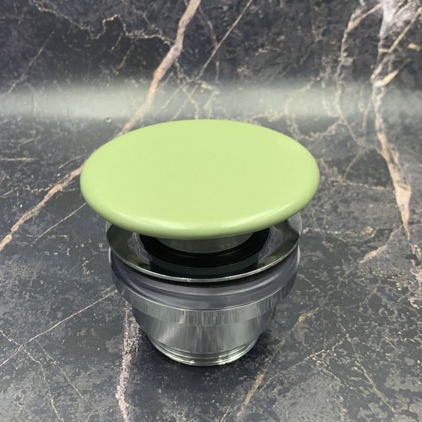 донный клапан click-clack white ceramic mew0609va с керамической накладкой, зеленый матовый