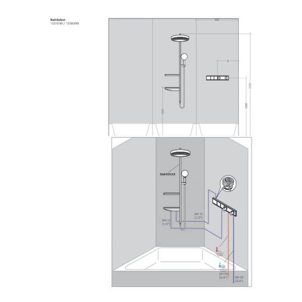 термостат для ванны hansgrohe rainselect на 2 потребителя 15380700