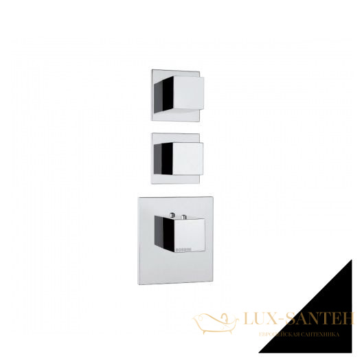 термостат  для душа встраиваемый highflow, bossini cube, z032203.073, на 2-4 потребителя, внешняя часть, черный матовый