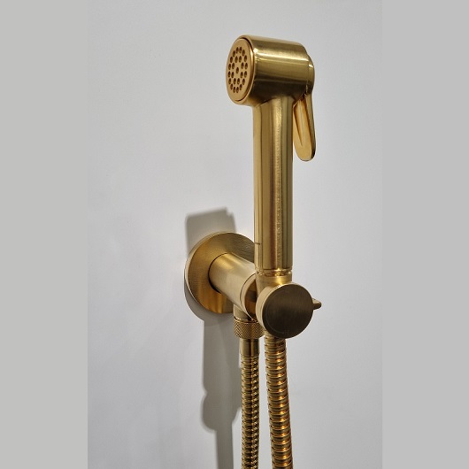 гигиенический набор bossini paloma brass mixer set e37005b.043, сатинированное золото