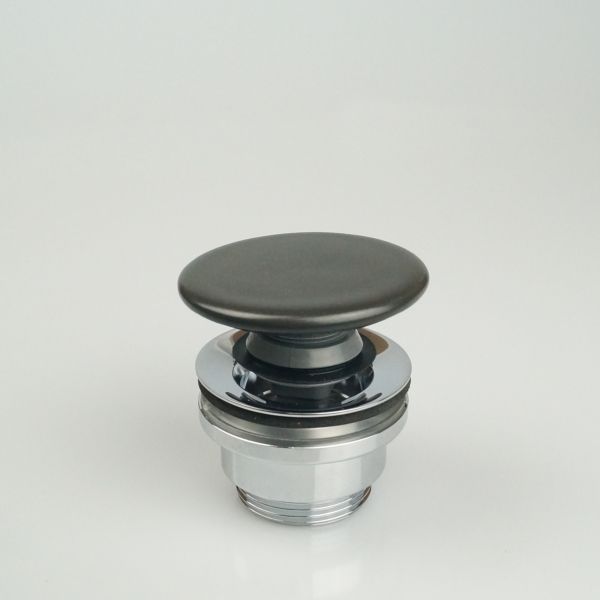 донный клапан click-clack white ceramic mew060905 с керамической накладкой, черный матовый