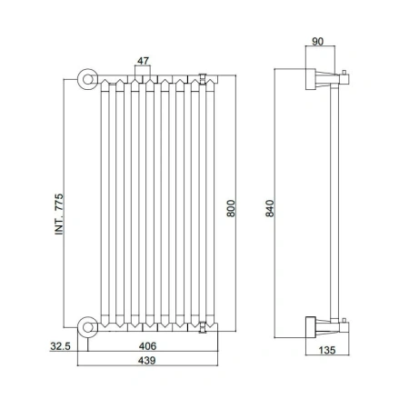 полотенцесушитель водяной margaroli cielo 480-8l 775, 480l08bn, шлифованный никель