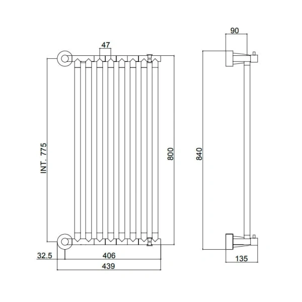 полотенцесушитель водяной margaroli cielo 480-8l 775, 480l08bn, шлифованный никель