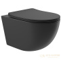 унитаз подвесной aqueduto ovo, ovo0140, 525*360 безободковый, сиденье c микролифтом, черный матовый