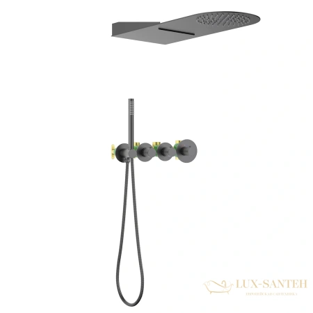 душевая система для душа термостатическая встраиваемая timo saona sx-2350/18sm, черное золото