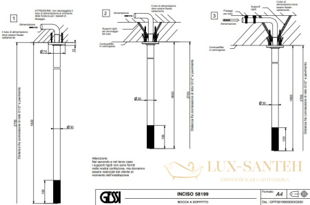 излив gessi inciso- 58199.031 для раковины потолочный, хром