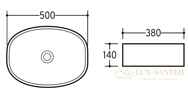 раковина накладная charus stefania 700-026w, 500*380*140 мм, белый глянцевый