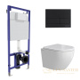 комплект berges  043387: подвесной унитаз okus rimless с системой инсталляции novum 525 и панелью смыва, черный матовый