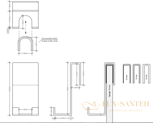 крючок decor walther wh2 0902000 на душевую кабину, хром
