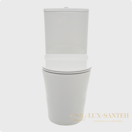 унитаз напольный безободковый aquame aqm1001, в комплекте c сиденьем softclose, горизонтальный выпуск, белый глянцевый