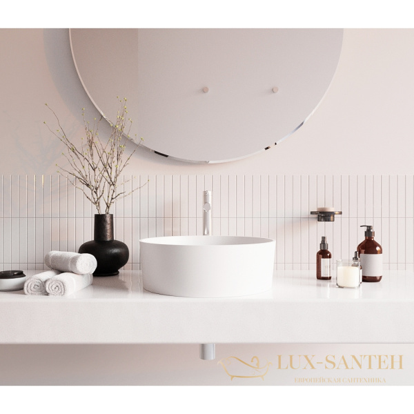 раковина накладная whitecross agate 0701.040040.200, d40,5 см, белый матовый