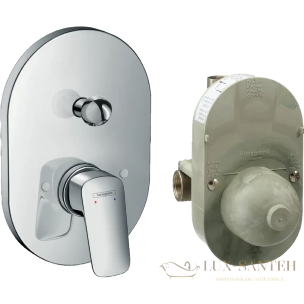 смеситель для ванны с душем hansgrohe logis 71409000, со встроенной частью, хром