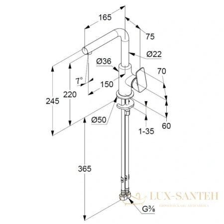 смеситель для раковины kludi pure&style 400240575 без донного клапана, хром