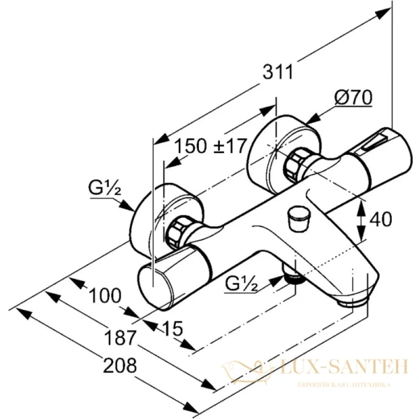 термостат kludi zenta 351010538 для ванны, хром