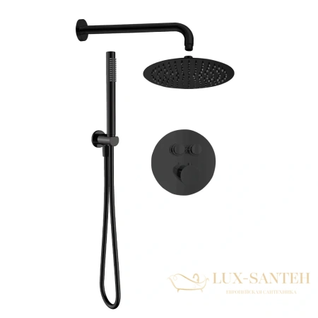 душевая система встраиваемая для душа с термостатом aquame aqm8405mb, черный матовый