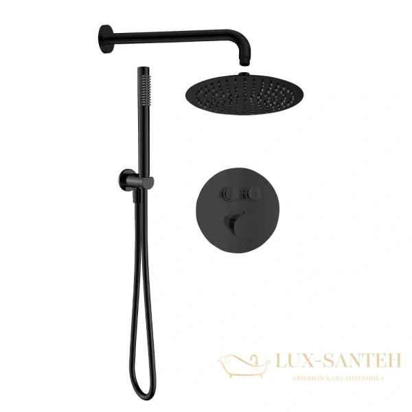 душевая система встраиваемая для душа с термостатом aquame aqm8405mb, черный матовый