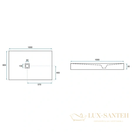душевой поддон rea rock rea-k4578 из литого мрамора 100х80 см, черный