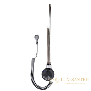 электрический тэн мег 1.0 600w ral9005, черный, кабель спиральный с вилкой