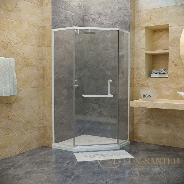 душевой уголок rgw hotel 350608400-15 ho-084w 100х100, профиль белый, стекло прозрачное