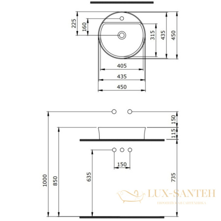 раковина berges ego sl 182015 45х45 см, белый