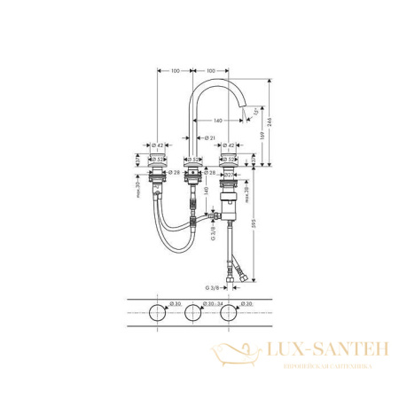 смеситель для раковины select 170, axor one, 48070000, с донным клапаном, хром