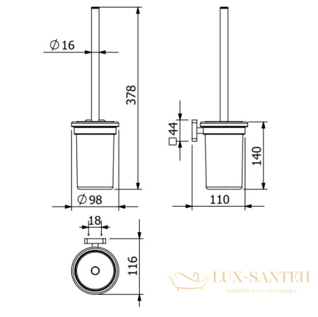 ершик для унитаза подвесной kludi vela s, 2597439, черный матовый
