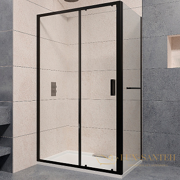 душевой уголок rgw passage 350876158-14 pa-76-1b 150x80, профиль черный, стекло прозрачное