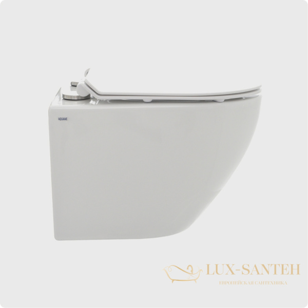 унитаз подвесной безободковый aquame aqm2002, с быстросъемным сиденьем softclose, белый глянцевый