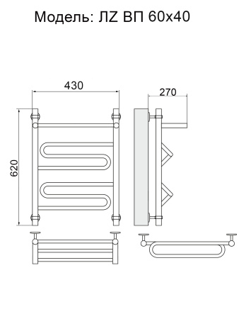 полотенцесушитель ника curve лz вп 60/40, цвет хром