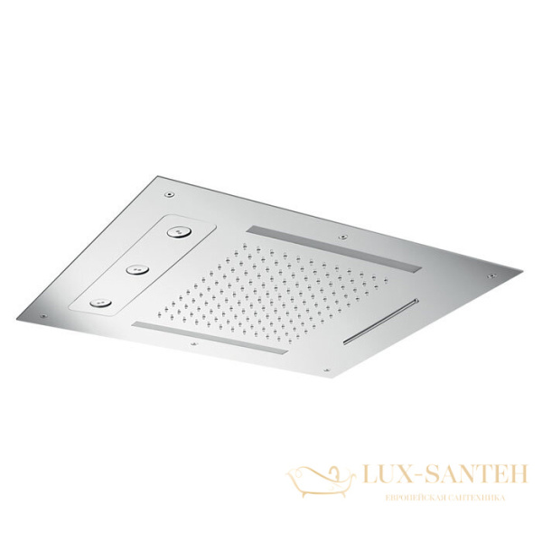 верхний душ встраиваемый 630х480 мм, almar chromotherapy e044190.ms, 3 режима, с хромотерапией, нержавеющая сталь полированная