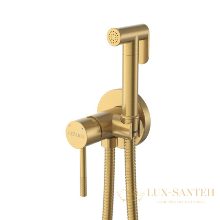 гигиенический душ со встраиваемым смесителем и встроенной частью cezares relax-dif-boro, золото брашированное