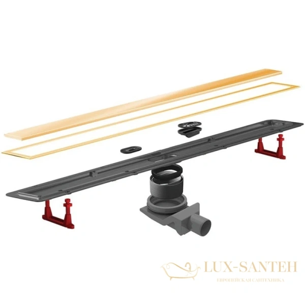 душевой канал bettoserb confluo premium gold line 13100051 450 мм 2 в 1 с основой под плитку, золотой