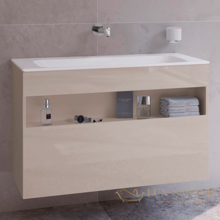 тумба под умывальник keuco stageline, 32872180000, 1000x625x490 мм, к/ф: кашемир (ламинир. матовый)/кашемир глянцевый (стекло)