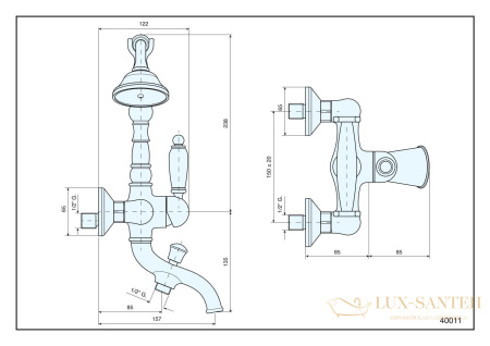 смеситель с ручным душем emmevi laguna 40011/br для ванной, бронза