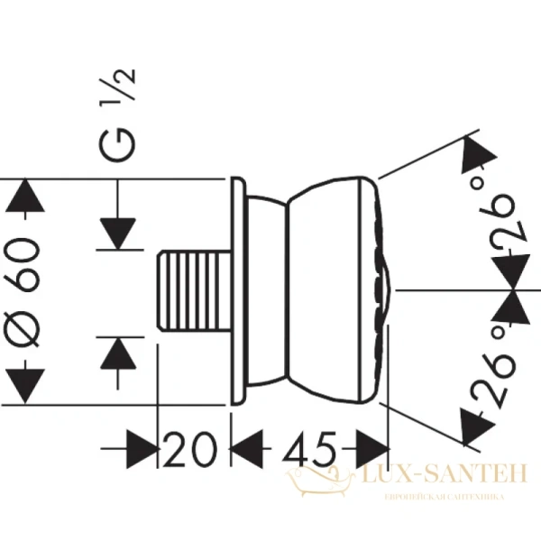 боковая форсунка hansgrohe bodyvette 1jet stop хром 28467000