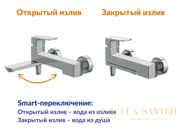 смеситель cersanit wisla для ванны, 63056, цвет хром