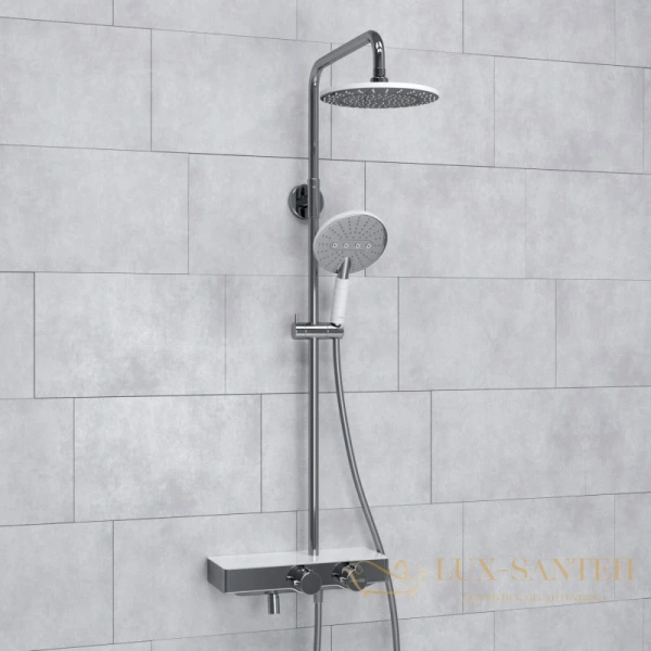 душевая система wasserkraft aller a113.067.059.ch thermo 225 мм, хром/белый